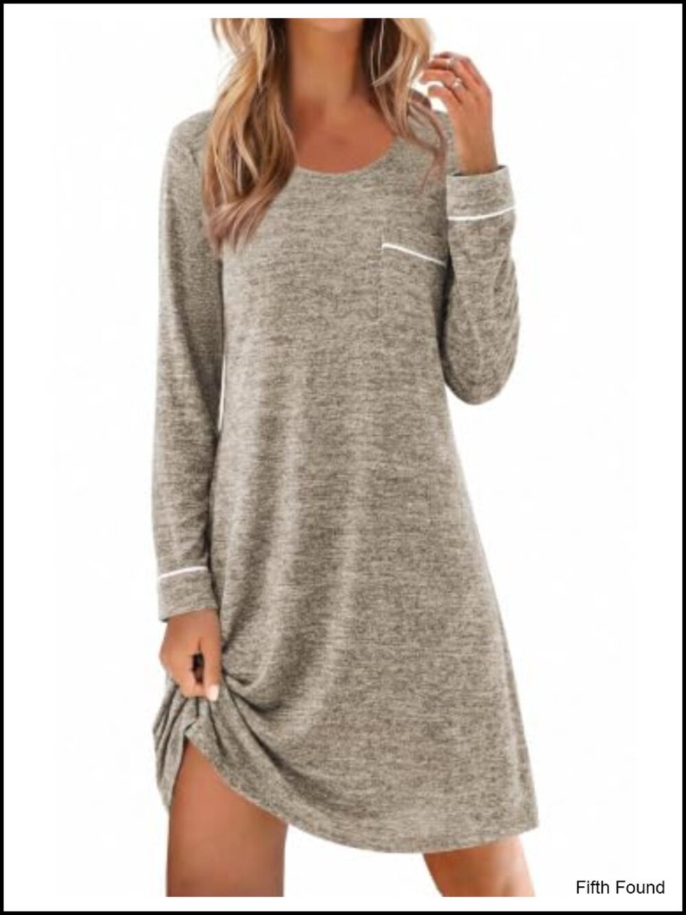 Ekouaer Womens Long Sleeve Nightgown Crewneck Sleepshirt Soft Sleep Dress